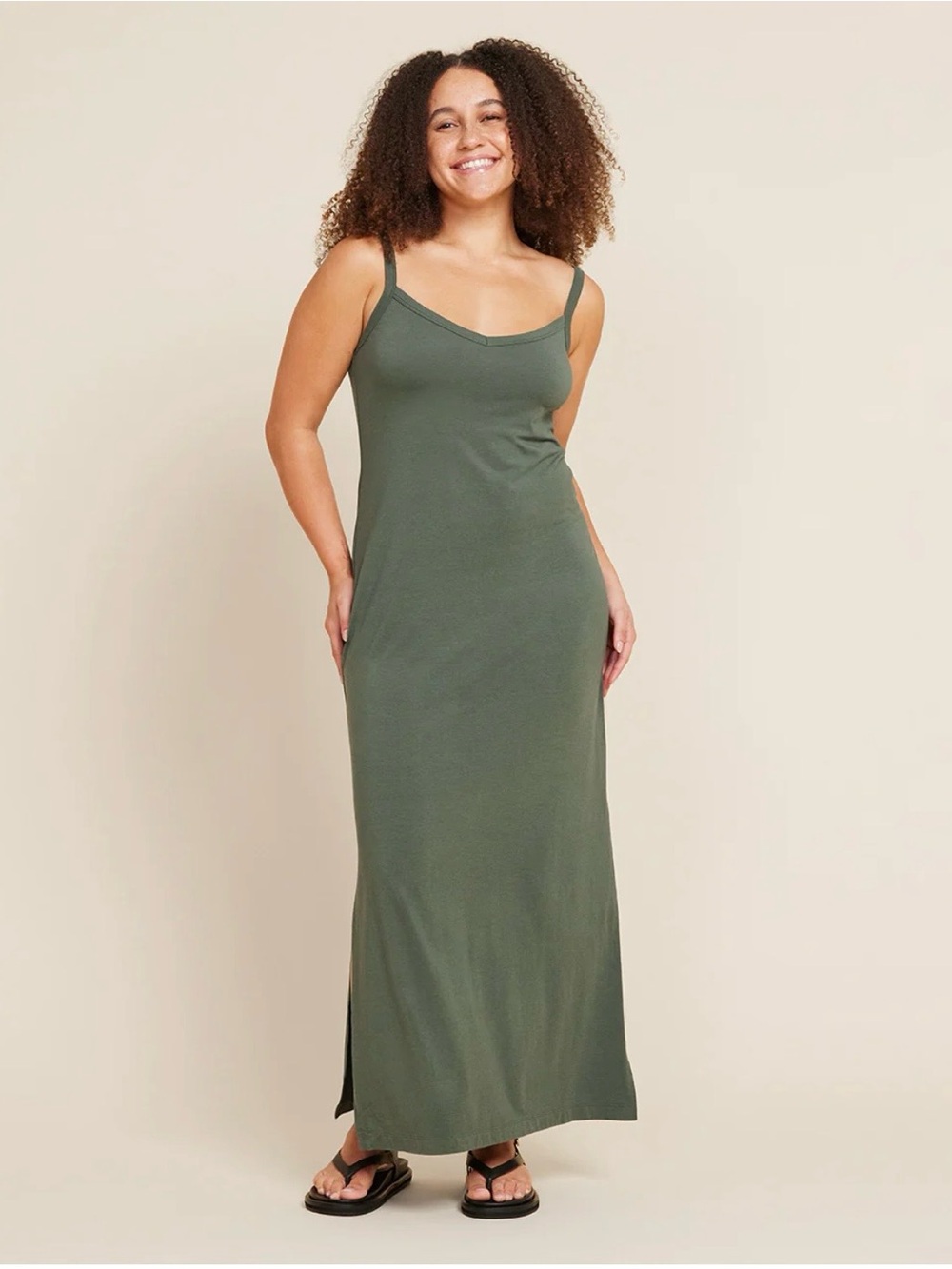 BOODY Moss Green Maxi Slip Dress